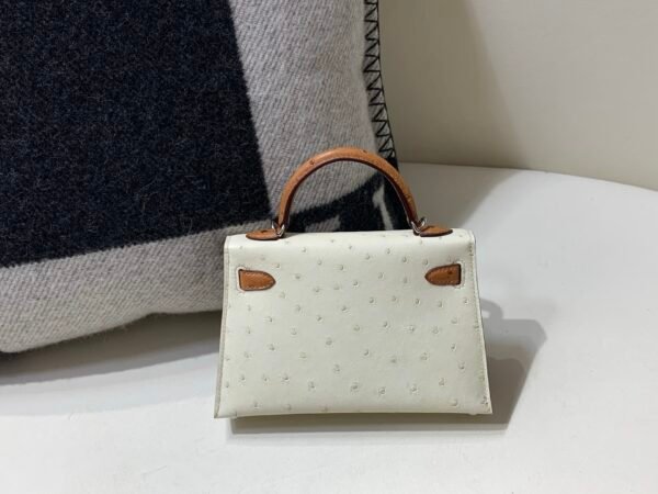 Mini Kelly 19CM 3C Parchemin CK37 Gold Ostrich Leather Silver Hardware Top Handmade