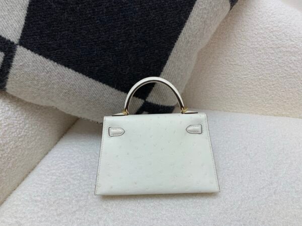 Top Handmade Mini Kelly 19CM i2 Nata Ostrich Leather Gold Hardware