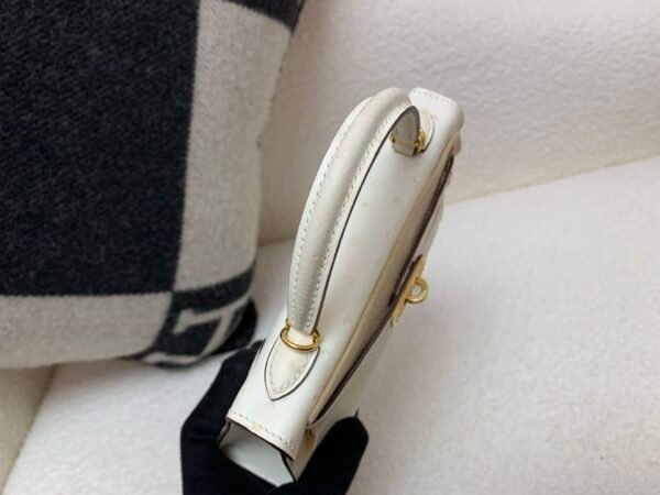 Top Handmade Mini Kelly 19CM i2 Nata Ostrich Leather Gold Hardware