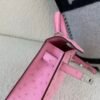 Mini Kelly 19CM L4 Rose Bubblegum Ostrich Leather Silver Hardware Top Handmade