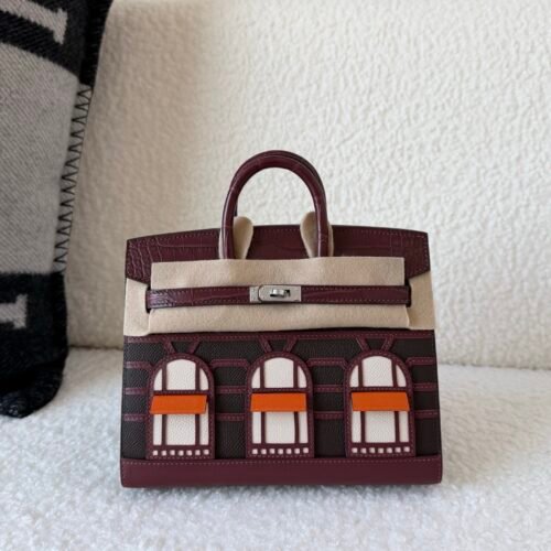 wsxc1778167580128_0 Special Order Birkin 20cm House 57 Bordeaux 93 Orange T3 Bai Brun Silver Hardware