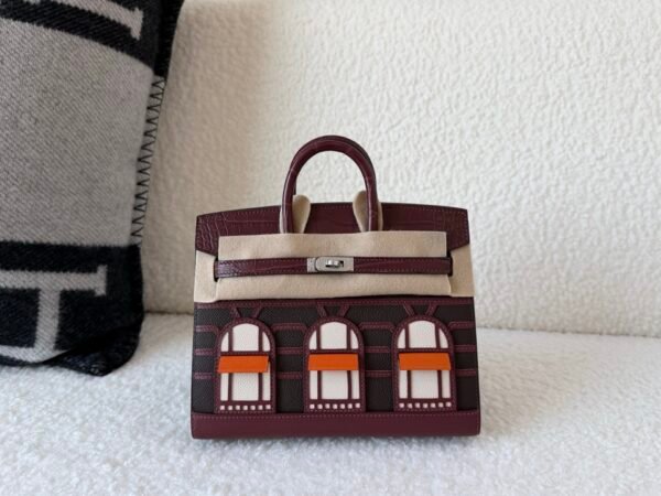 wsxc1778167580128_0 Special Order Birkin 20cm House 57 Bordeaux 93 Orange T3 Bai Brun Silver Hardware