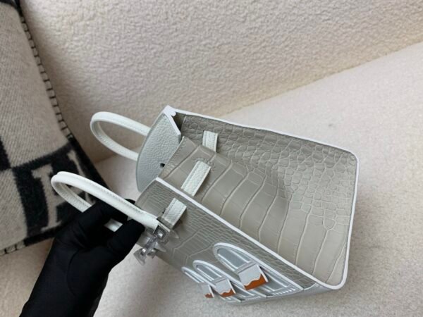 Birkin House 20cm 8L Beton 01 White 93 Orange Top Handmade Matte Alligator togo