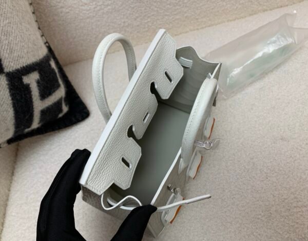 Birkin House 20cm 8L Beton 01 White 93 Orange Top Handmade Matte Alligator togo