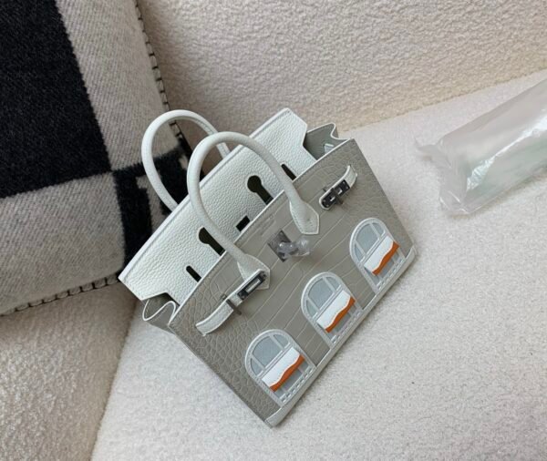 Birkin House 20cm 8L Beton 01 White 93 Orange Top Handmade Matte Alligator togo
