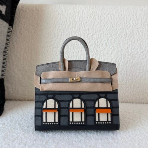 Birkin 20 House H0 Gris misty 0V Gris Ciment 89 Noir (Black) 93 Orange 10 Craie Matte Alligator Epsom Swift Full Handmade