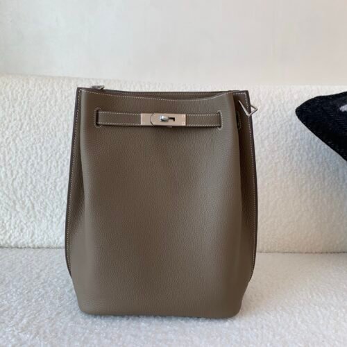 Whole Shipping So kelly 22 18 Etoupe Togo Leather Silver Hardware Top Handmade