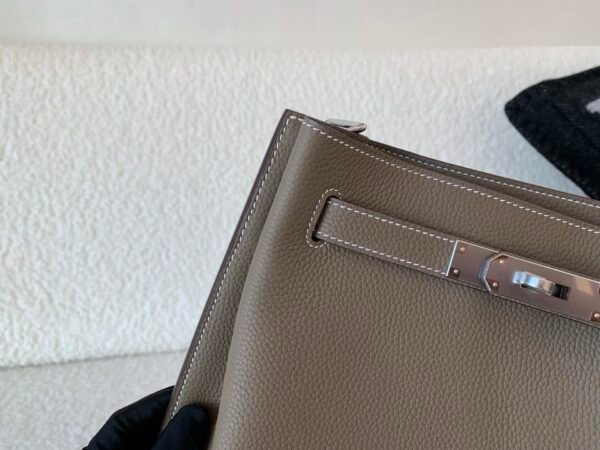 Whole Shipping So kelly 22 18 Etoupe Togo Leather Silver Hardware Top Handmade