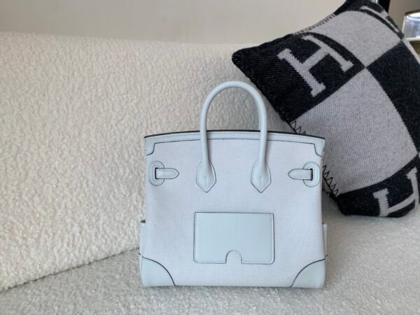 Birkin Cargo 25CM N4 Gris Platine Canvas Swift Leather Silver Hardware Top Quality