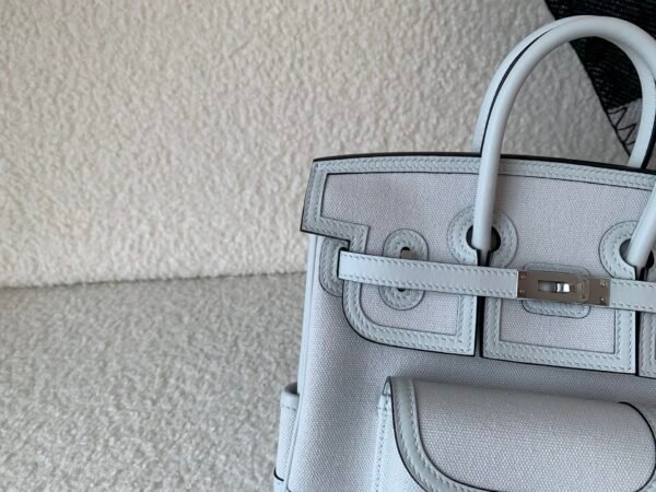 Birkin Cargo 25CM N4 Gris Platine Canvas Swift Leather Silver Hardware Top Quality