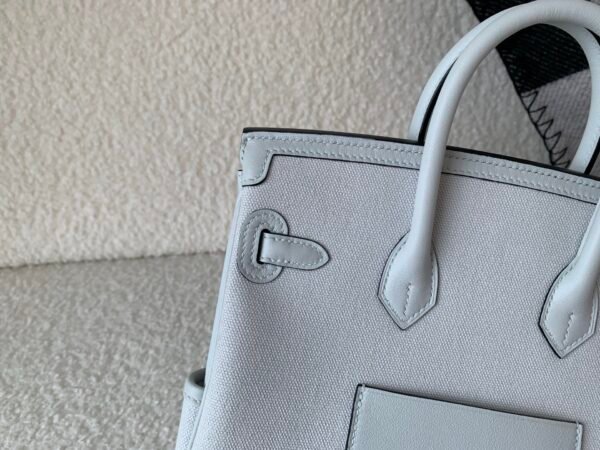 Birkin Cargo 25CM N4 Gris Platine Canvas Swift Leather Silver Hardware Top Quality