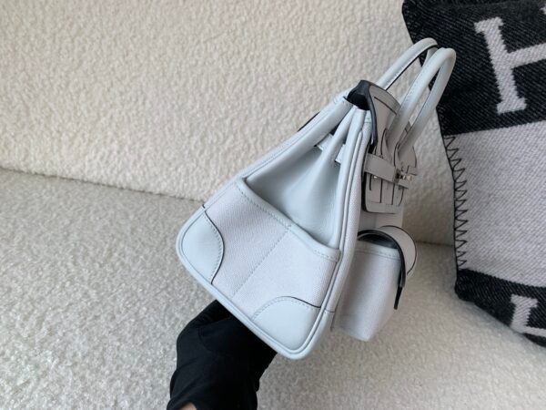 Birkin Cargo 25CM N4 Gris Platine Canvas Swift Leather Silver Hardware Top Quality
