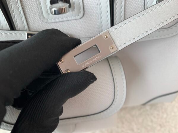 Birkin Cargo 25CM N4 Gris Platine Canvas Swift Leather Silver Hardware Top Quality