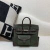 Birkin Cargo 25CM 60 Vert Bronze Canvas/ Swift Leather Silver Hardware Full Handmade