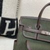 Birkin Cargo 25CM 60 Vert Bronze Canvas/ Swift Leather Silver Hardware Full Handmade