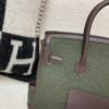 Birkin Cargo 25CM 60 Vert Bronze Canvas/ Swift Leather Silver Hardware Full Handmade