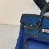 Top Handmade Birkin Cargo 25CM 75 Bleu Jean Canvas Swift Leather Silver Hardware