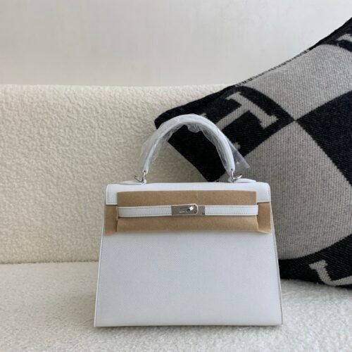 Full Handware Kelly 25CM Original Quality 01 white Epsom Leather SHW