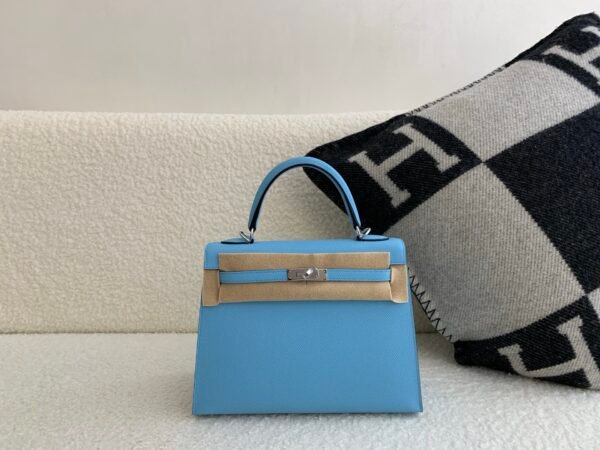 Top Handmade Kelly 25CM 7N Celeste Epsom Leather Silver Hardware 1:1 to make