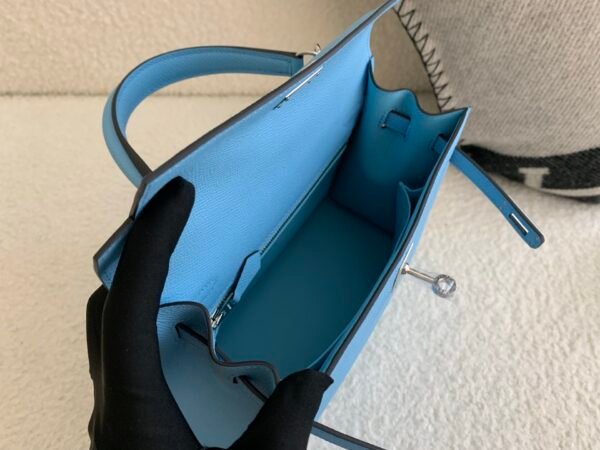 Top Handmade Kelly 25CM 7N Celeste Epsom Leather Silver Hardware 1:1 to make