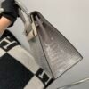 Kelly 28CM 0V Gris Ciment Porosus Leather Diamond clasp Global shipping