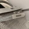 Kelly 28CM 0V Gris Ciment Porosus Leather Diamond clasp Global shipping