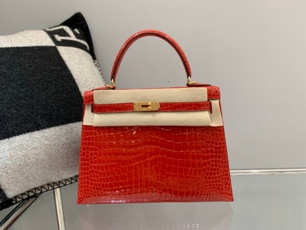 Full Handmade Kelly 28CM 95 Braise Porosus Leather Gold Hardware 1:1 to make