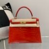 Full Handmade Kelly 28CM 95 Braise Porosus Leather Gold Hardware 1:1 to make