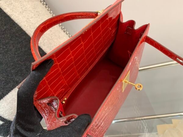 Full Handmade Kelly 28CM 95 Braise Porosus Leather Gold Hardware 1:1 to make