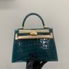 wsxc1782490392765_0 Kelly 25cm Z6 Malachite Alligator Leather Gold hardware 1:1 to make Top Handmade