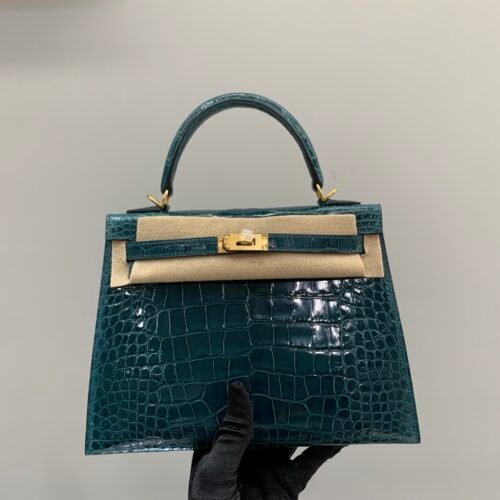 wsxc1782490392765_0 Kelly 25cm Z6 Malachite Alligator Leather Gold hardware 1:1 to make Top Handmade