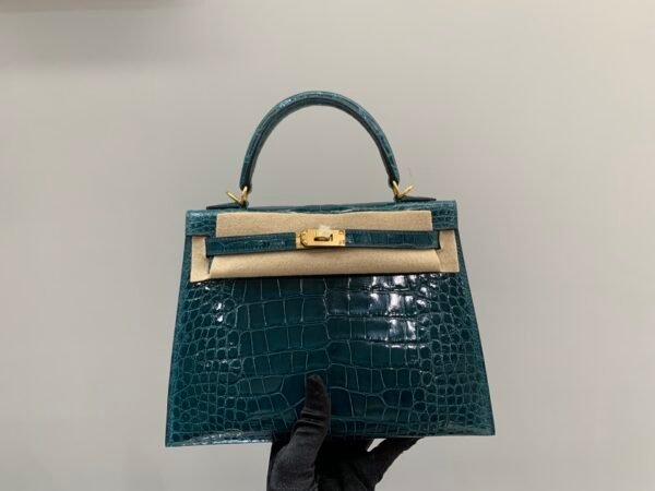 wsxc1782490392765_0 Kelly 25cm Z6 Malachite Alligator Leather Gold hardware 1:1 to make Top Handmade