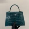 wsxc1782490392765_1 Kelly 25cm Z6 Malachite Alligator Leather Gold hardware 1:1 to make Top Handmade