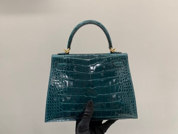 wsxc1782490392765_1 Kelly 25cm Z6 Malachite Alligator Leather Gold hardware 1:1 to make Top Handmade