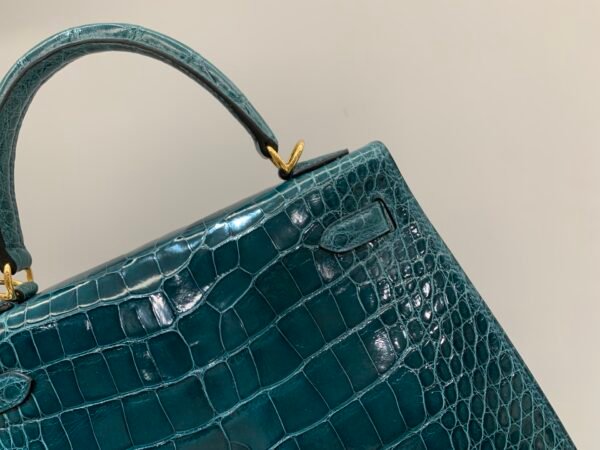wsxc1782490392765_3 Kelly 25cm Z6 Malachite Alligator Leather Gold hardware 1:1 to make Top Handmade