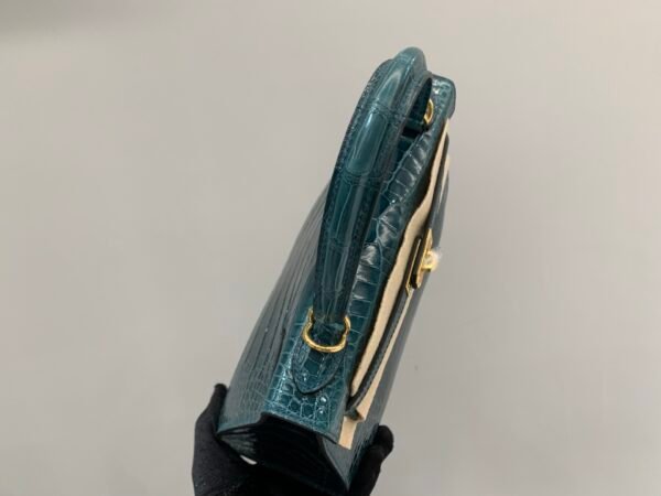 wsxc1782490392765_5 Kelly 25cm Z6 Malachite Alligator Leather Gold hardware 1:1 to make Top Handmade
