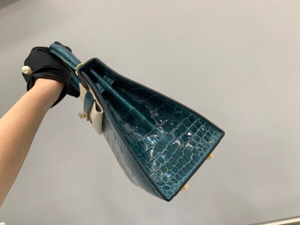 wsxc1782490392765_6 Kelly 25cm Z6 Malachite Alligator Leather Gold hardware 1:1 to make Top Handmade