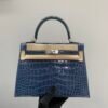 Full Handmade Kelly 25cm N7 Bleu Tempete Alligator Leather Original Quality