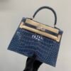 Full Handmade Kelly 25cm N7 Bleu Tempete Alligator Leather Original Quality