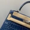 Full Handmade Kelly 25cm N7 Bleu Tempete Alligator Leather Original Quality