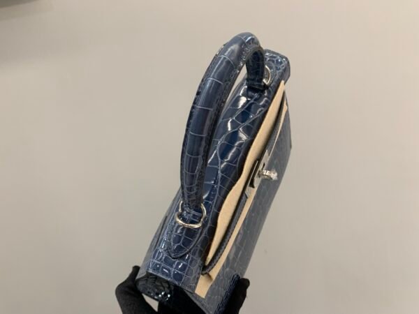 Full Handmade Kelly 25cm N7 Bleu Tempete Alligator Leather Original Quality