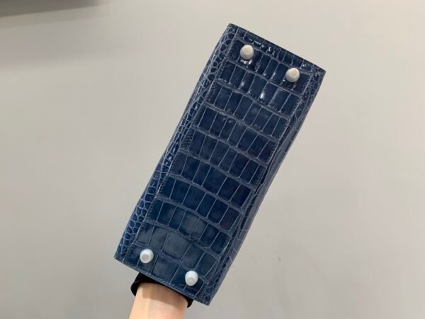 Full Handmade Kelly 25cm N7 Bleu Tempete Alligator Leather Original Quality