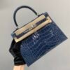 Full Handmade Kelly 25cm N7 Bleu Tempete Alligator Leather Original Quality