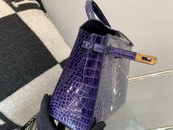 wsxc1782490400337_6 HongKong Fedex Kelly 25cm M3 Bleu Encre Alligator Leather Gold Hardware 1:1 to make