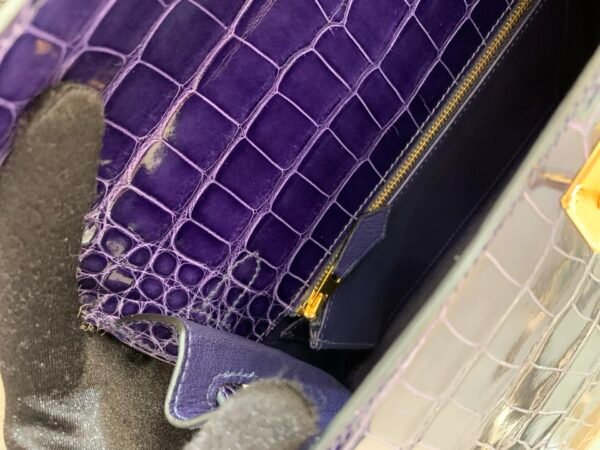 wsxc1782490400337_7 HongKong Fedex Kelly 25cm M3 Bleu Encre Alligator Leather Gold Hardware 1:1 to make