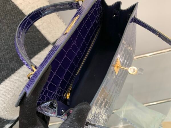 wsxc1782490400337_8 HongKong Fedex Kelly 25cm M3 Bleu Encre Alligator Leather Gold Hardware 1:1 to make