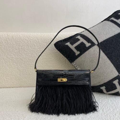 wsxc1782490403261_0 Special Order Kelly Elan 28CM 89 Nior Alligator Leather Gold Hardware Feather-style tassels