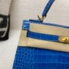 Kelly 25cm 7T Blue Electric Alligator Leather Top Handmade
