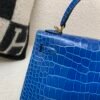 Kelly 25cm 7T Blue Electric Alligator Leather Top Handmade