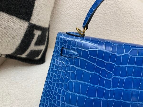 Kelly 25cm 7T Blue Electric Alligator Leather Top Handmade